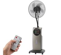 HOMCOM Ventilateur brumisateur 90W, ventilateur sur pied 138cm, 3 vitesses, 3 modes, ionisation négative, antimoustique, noir