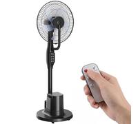 HOMCOM Ventilateur brumisateur silencieux 90 W, ventilateur sur pied 128 cm, oscillation 70°, 3 vitesses, 3 modes, réservoir d'eau 3,5 L, télécommande, minuterie 8 h, pour maison, bureau, noir