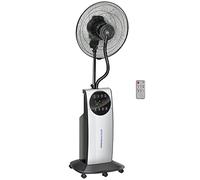 HOMCOM Ventilateur brumisateur silencieux 90 W, ventilateur sur pied 135 cm avec 3 modes 3 vitesses, télécommande, minuterie 12H, oscillation à 70°, écran LED, réservoir d'eau de 3,1L, gris et noir