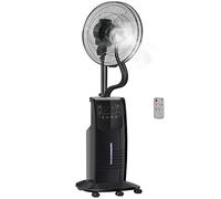 HOMCOM Ventilateur brumisateur silencieux 90 W, ventilateur sur roulettes 135 cm avec 3 modes 3 vitesses, télécommande, minuterie 12H, oscillation à 70°, écran LCD, noir