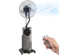 HOMCOM Ventilateur brumisateur silencieux 90W, ventilateur sur pied 138cm, oscillation 70°, 3 vitesses, 3 modes, ionisation négative, antimoustique, réservoir d'eau 3,1L, télécommande et minuterie 12h