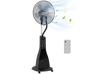 HOMCOM Ventilateur brumisateur sur roulettes ventilateur sur pied 90 W télécommande affichage LED télécommande minuterie 3 modes 3 vitesses oscillant, inclinable réservoir 3L - noir