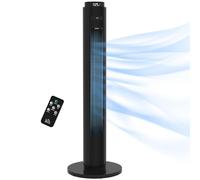 HOMCOM Ventilateur colonne, minuterie 12 heures, mode veille, 4 modes et 3 vitesses, ventilateur tour, oscillant 70° pour maison, chambre à coucher, bureau, noir