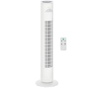 HOMCOM Ventilateur colonne silencieux 45 W, ventilateur tour pour chambre avec 3 modes 3 vitesses, télécommande, oscillant 70° et minuterie, 77H cm blanc