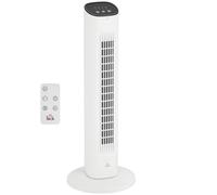 HOMCOM Ventilateur colonne silencieux 50 W, ventilateur tour pour chambre à coucher 3 vitesses, télécommande, oscillant 85°, minuterie 15H, affichage LED, 78H cm blanc