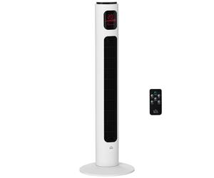 HOMCOM Ventilateur Colonne Tour Oscillant Silencieux Ecran LCD 45 W Télécommande Minuterie 3 Modes 3 Vitesses 32 x 32 x 96 cm Blanc aosom france