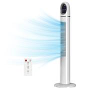 HOMCOM Ventilateur colonne, ventilateur tour pour chambre, 111 cm de haut, oscillant à 70°, 3 modes, 3 vitesses, blanc