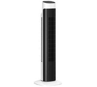 HOMCOM Ventilateur colonne, ventilateur tour pour chambre, 80 cm de haut, oscillant à 70°, écran LED, télécommande, 3 vitesses, minuterie 12H, blanc et noir