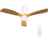 HOMCOM Ventilateur de plafond avec éclairage et télécommande 117 cm Lampe LED avec ventilateur, 3 pales, moteur DC réversible, minuterie pour chambre à coucher