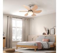HOMCOM Ventilateur de plafond avec éclairage, Interrupteur à chaîne, 3 vitesses, 76 cm x 76 cm x 41,5 cm, Blanc