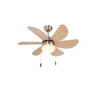 HOMCOM Ventilateur de plafond avec éclairage LED 16 W Suspension 6 pales réversibles pour salon et chambre,Hêtre
