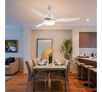 HOMCOM Ventilateur de plafond avec éclairage, réversible LED Plafonnier avec ventilateur, 6 vitesses, 3 couleurs de lumière, plafonnier avec télécommande, minuterie pour salon, salle à manger Blanc