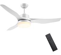 HOMCOM Ventilateur de plafond avec éclairage, réversible LED Plafonnier avec ventilateur, 6 vitesses, 3 couleurs de lumière, plafonnier avec télécommande, minuterie pour salon, salle à manger Blanc