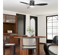 HOMCOM Ventilateur de Plafond avec Lampe et Télécommande, 3 Couleurs de Lumière, 6 Vitesses, Luminosité Ajustable, Noir