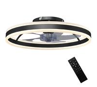 HOMCOM Ventilateur de plafond avec lumière et télécommande, plafonnier ventilateur 50 cm avec 6 vitesses, noir