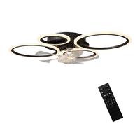 HOMCOM Ventilateur de plafond avec lumière et télécommande, plafonnier ventilateur 77 cm avec 6 vitesses, noir