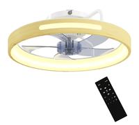 HOMCOM Ventilateur de Plafond avec Lumière LED 40 W Moteur DC Réversible Télécommande 6 Vitesses 3 Couleurs Minuterie Naturel