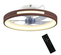 HOMCOM Ventilateur de plafond avec lumière LED 40 W Moteur DC réversible Télécommande 6 vitesses 3 couleurs Minuterie Teck