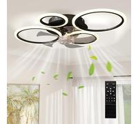 HOMCOM Ventilateur de plafond avec lumière LED, plafonnier ventilateur 77 cm, moteur DC silencieux, 6 vitesses, 3 températures de couleur, luminosité réglable, télécommande, minuterie, mode été-hiver