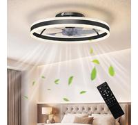 HOMCOM Ventilateur de plafond avec lumière LED, plafonnier ventilateur réversible Ø50 cm, 5 pales, moteur DC silencieux, 6 vitesses, 3 températures de couleur, télécommande, minuterie, mode été-hiver