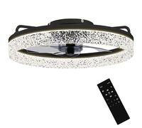 HOMCOM Ventilateur de plafond avec lumière, ventilateur de plafond LED dimmable avec télécommande pour chambre et salon, Noir