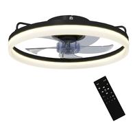 HOMCOM Ventilateur de Plafond avec Luminaire LED 40 W Moteur DC Réversible Télécommande 6 Vitesses 3 Couleurs Minuterie Noir