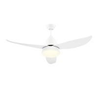 HOMCOM Ventilateur de plafond réversible avec lumière, 3 pales, intérieur, montage moderne, ventilateur à éclairage LED blanc avec télécommande, pour chambre à coucher, salon, blanc