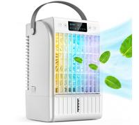 HOMCOM Ventilateur de table avec lumière RGB, brumisateur et humidificateur, 4 vitesses, réservoir d'eau de 1,5 L, blanc