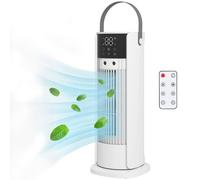 HOMCOM Ventilateur de table colonne avec brumisateur et éclairage RGB, ventilateur de bureau 3 vitesses, oscillation 90°, blanc