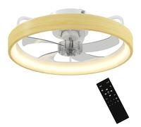 HOMCOM Ventilateur plafond avec lumière LED plafonnier ventilateur Ø49cm 7 pales 6 vitesses luminosité réglable mode été-hiver