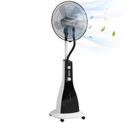 HOMCOM Ventilateur sur pied avec eau, Ventilateur avec fonction brouillard, 3 modes, Oscillant 90W Ventilateur sur pied avec refroidissement par eau, réservoir d'eau 3L, minuterie, roulettes, noir