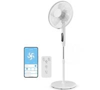 HOMCOM Ventilateur sur pied contrôlé par APP, ventilateur 45 cm avec télécommande, 3 vitesses, 3 modes, hauteur réglable 118-138 cm, minuterie 15 h, oscillant, pour chambre, salon, bureau, blanc
