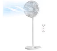 HOMCOM Ventilateur sur pied, ventilateur silencieux avec oscillation à 80°, hauteur réglables, 4 vitesses, minuterie 10H, blanc