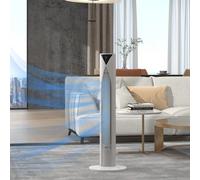 HOMCOM Ventilateur tour, avec télécommande, minuterie 12 heures, mode veille, 3 vitesses, ventilateur oscillant pour maison, chambre à coucher, bureau, blanc Description:Une vague d'air frais partout,