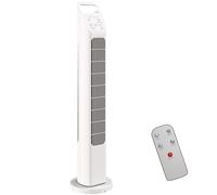 HOMCOM Ventilateur tour électrique avec télécommande, oscillant à 75°, 3 vitesses, 3 modes, minuterie de 7,5 heures, silencieux, sans pales pour chambre à coucher, bureau, 78,5 cm, blanc