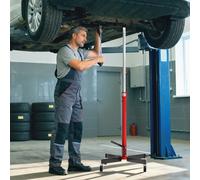 HOMCOM Vérin de fosse hydraulique, cric de levage 500 kg, avec roues pivotantes et pédale, acier, 58 x 58 x 110-191,5 cm rouge