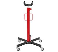 HOMCOM Vérin de Fosse hydraulique pour boîte de Vitesse, cric de Levage en Acier 500 kg, Hauteur réglable 110-191,5 cm, cric Transmission hydraulique 4 Roues pivotantes, pédale, pour Voitures, Rouge