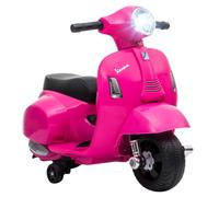 HOMCOM Vespa 6V sous Licence, Moto électrique Enfant Phare Rose | Moto électrique, roues stabilisatrices amovibles, 3 km/h, max. 25 kg, pour âges 18-36 mois