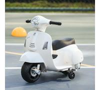 HOMCOM VESPA Moto Électrique pour Enfants Véhicule Électrique 18-36 Mois 3 km/h LED Son Plastique Métal Blanc 66,5 x 38 x 52 cm