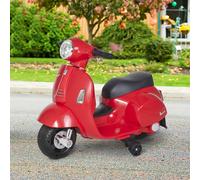 HOMCOM VESPA Moto électrique pour enfants Véhicule électrique 18-36 mois 3 km/h LED Sound Plastique-Métal Rouge 66,5 x 38 x 52 cm