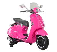 HOMCOM Vespa Scooter électrique pour Enfants sous Licence Officielle, Moto électrique Enfants 6 V avec Musique, klaxon, Phare, 2 roulettes auxiliaires, pour 3-6 Ans, Rose