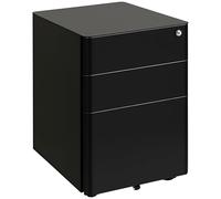 Vinsetto HOMCOM Caisson de Bureau Rangement Bureau sur Roulettes 3 Tiroirs Coulissants Verrouillables Trieur à Dossiers 39 x 48 x 59 cm Acier Noir
