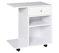 HomCom Support d'imprimante Vinsetto – Caisson 2 niches, tiroir, espace CPU et grand plateau, blanc