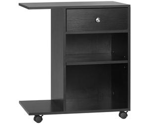 HOMCOM Vinsetto Support d'imprimante Organiseur Bureau Caisson 2 niches tiroir Espace CPU + Grand Plateau Panneaux Particules Noir