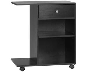 HOMCOM Vinsetto Support d'Imprimante Organiseur Bureau Caisson Noir | 2 Niches, Tiroir, Espace CPU, Grand Plateau, Panneaux Particules