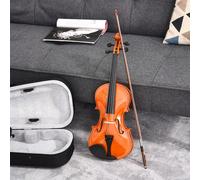 HOMCOM Violon 4/4 pleine grandeur avec étui, accordeur, épaulière, archet, colophane, cordes rechange et chiffon contreplaqué épicéa et érable Cet ensemble complet Violon 4/4 pleine grandeur avec étui