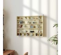 HOMCOM Vitrine à 5 Étagères Ajustables en Bois avec Portes en Verre, 80x9.5x60 cm, Bois Naturel