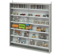HOMCOM Vitrine de rangement 5 étagères réglables en bois avec portes en verre, 80x9.5x83 cm, Blanc et Gris