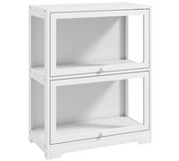 HOMCOM Vitrine d'exposition pour collections 2 niveaux avec portes battantes en acrylique pour figurines 59,5x30x73 cm blanc