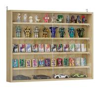 HOMCOM Vitrine d'exposition Vitrine Murale avec étagères réglables et 2 Portes coulissantes en Verre pour Collections, parfums, Figurines décoratives 80 x 9,5 x 60 cm Chêne